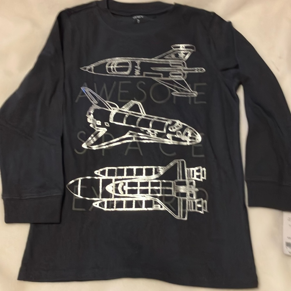 NWT Carters Boy 7 Grey Long sleeve tshirt. Space explorers in silver